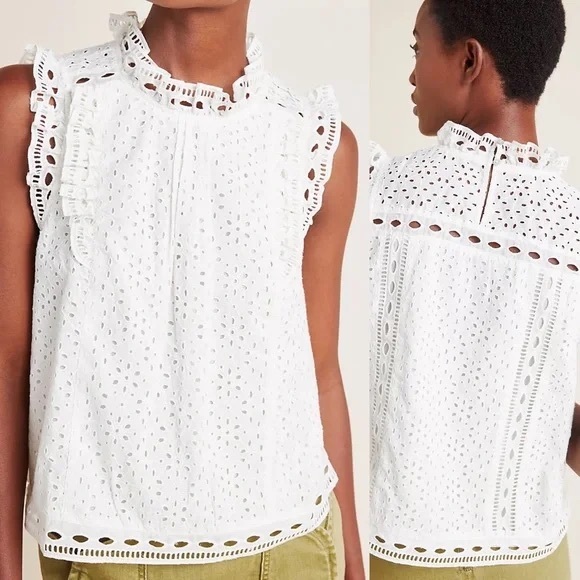 Anthropologie Tops - Anthropologie Maeve Tilly Eyelet Sleeveless Top Sz 6